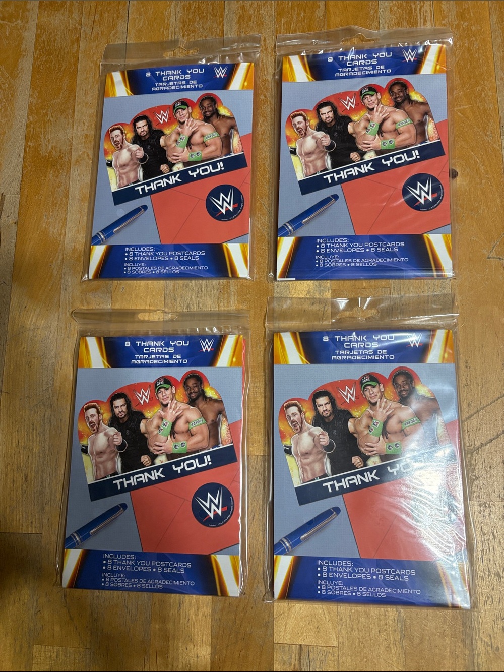 WWE Thank You Cards 4 packs of 8